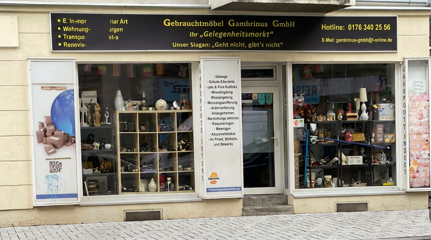 Gebrauchtmöbel Gambrinus GmbH storefront in Berlin